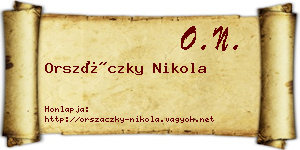 Orszáczky Nikola névjegykártya